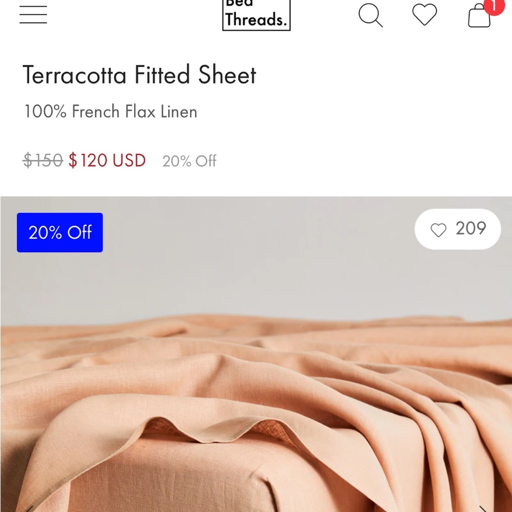 Bed Threads Terracotta Fitted and FlatSheet with 2 Pillow cases